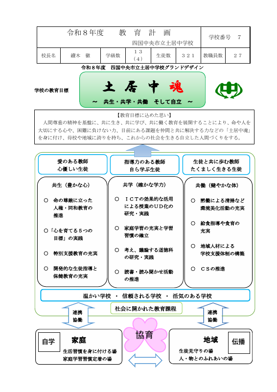 R８学校教育計画　土居中.pdfの1ページ目のサムネイル